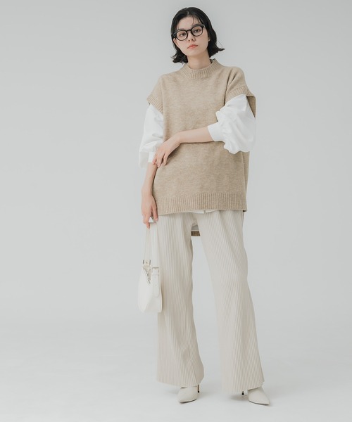 coca（coca）（コカ）の「ヤク風ハイネックニットベスト（ベスト・レディース・チャコール/ベージュ・M/L）」の16枚目の写真