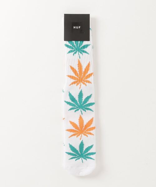 HUF（ハフ）の「【HUF】ハフ PLANTLIFE SOCK  クルーソックス SK00688（ソックス/靴下・メンズ・ホワイト/ワインレッド・FREE）」の2枚目の写真