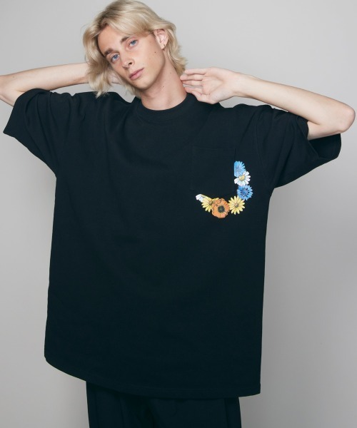 rehacer(レアセル)の「rehacer : Cycle Flower Pocket S/S HW T / サイクル フラワー ヘビーウエイト ポケット Tシャツ(Tシャツ/カットソー・メンズ・ブルー/ブラック/ネイビー・X-LARGE/MEDIUM/LARGE)」の6枚目の写真