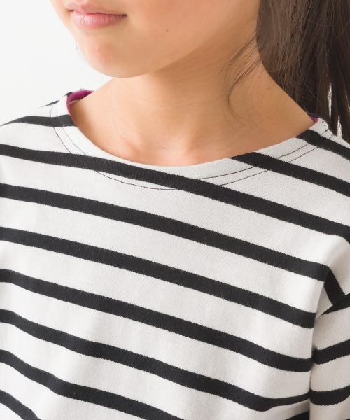 OMNES（オムネス）の「キッズ裏フリースあったか長袖Tシャツ（Tシャツ/カットソー・キッズ・ベージュ/ホワイト×ブラック/グレー×ホワイト/ホワイト・130/120/140/110/100）」の5枚目の写真