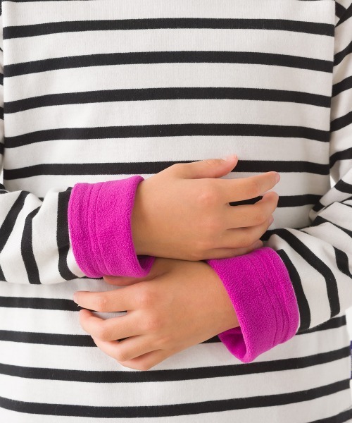 OMNES（オムネス）の「キッズ裏フリースあったか長袖Tシャツ（Tシャツ/カットソー・キッズ・ベージュ/ホワイト×ブラック/グレー×ホワイト/ホワイト・130/120/140/110/100）」の8枚目の写真