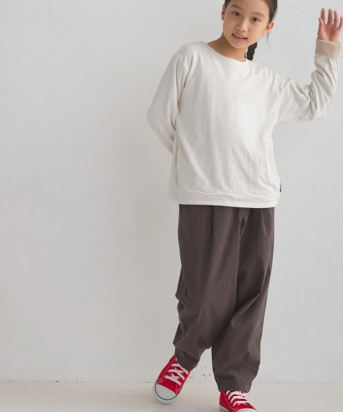 OMNES（オムネス）の「キッズ裏フリースあったか長袖Tシャツ（Tシャツ/カットソー・キッズ・ベージュ/ホワイト×ブラック/グレー×ホワイト/ホワイト・130/120/140/110/100）」の10枚目の写真