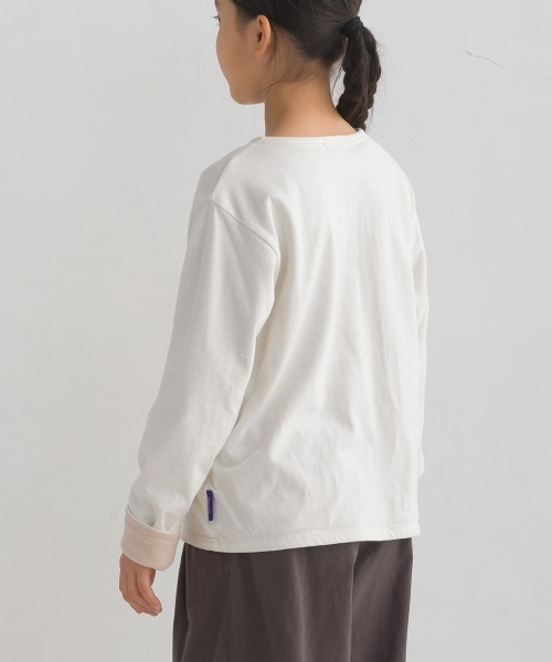 OMNES（オムネス）の「キッズ裏フリースあったか長袖Tシャツ（Tシャツ/カットソー・キッズ・ベージュ/ホワイト×ブラック/グレー×ホワイト/ホワイト・130/120/140/110/100）」の11枚目の写真