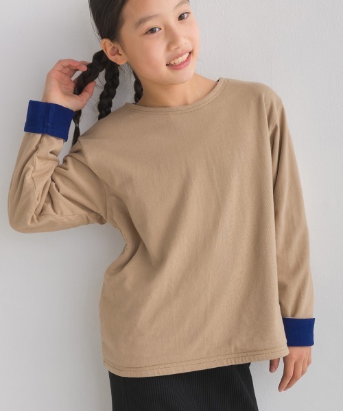 OMNES（オムネス）の「キッズ裏フリースあったか長袖Tシャツ（Tシャツ/カットソー・キッズ・ベージュ/ホワイト×ブラック/グレー×ホワイト/ホワイト・130/120/140/110/100）」の15枚目の写真