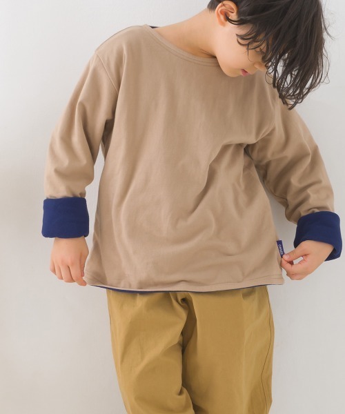 OMNES（オムネス）の「キッズ裏フリースあったか長袖Tシャツ（Tシャツ/カットソー・キッズ・ベージュ/ホワイト×ブラック/グレー×ホワイト/ホワイト・130/120/140/110/100）」の18枚目の写真