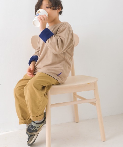 OMNES（オムネス）の「キッズ裏フリースあったか長袖Tシャツ（Tシャツ/カットソー・キッズ・ベージュ/ホワイト×ブラック/グレー×ホワイト/ホワイト・130/120/140/110/100）」の19枚目の写真