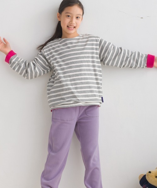 OMNES（オムネス）の「キッズ裏フリースあったか長袖Tシャツ（Tシャツ/カットソー・キッズ・ベージュ/ホワイト×ブラック/グレー×ホワイト/ホワイト・130/120/140/110/100）」の22枚目の写真