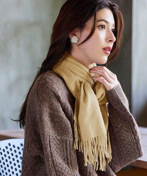 Tiaclasse（ティアクラッセ）の「【ウール100%】フリンジ付きマフラー