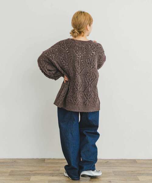 ITEMS URBANRESEARCH（アイテムズ アーバンリサーチ）の「ガラアミボリュームニットカーディガン（カーディガン/ボレロ・レディース・ライトベージュ/ブラウン・FREE）」の7枚目の写真