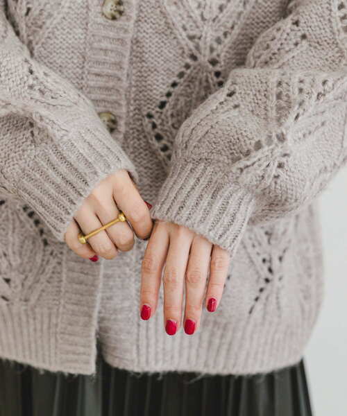 ITEMS URBANRESEARCH（アイテムズ アーバンリサーチ）の「ガラアミボリュームニットカーディガン（カーディガン/ボレロ・レディース・ライトベージュ/ブラウン・FREE）」の16枚目の写真