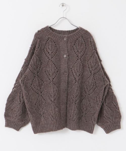 ITEMS URBANRESEARCH（アイテムズ アーバンリサーチ）の「ガラアミボリュームニットカーディガン（カーディガン/ボレロ・レディース・ライトベージュ/ブラウン・FREE）」の18枚目の写真