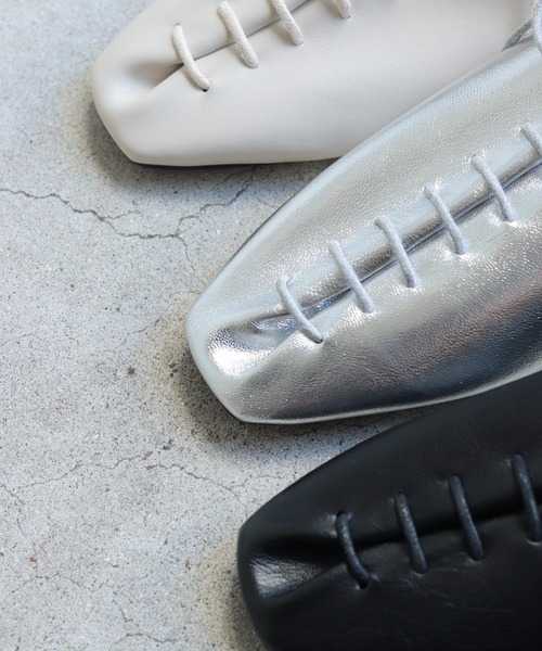 SESTO(セスト)の「スクエアトゥレースアップバブーシュパンプス(パンプス・レディース・シルバー/アイボリー/ブラック・23.5cm/22.5cm/24.5cm/23.0cm/24.0cm/25.0cm)」の6枚目の写真