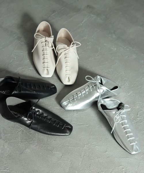 SESTO(セスト)の「スクエアトゥレースアップバブーシュパンプス(パンプス・レディース・シルバー/アイボリー/ブラック・23.5cm/22.5cm/24.5cm/23.0cm/24.0cm/25.0cm)」の7枚目の写真