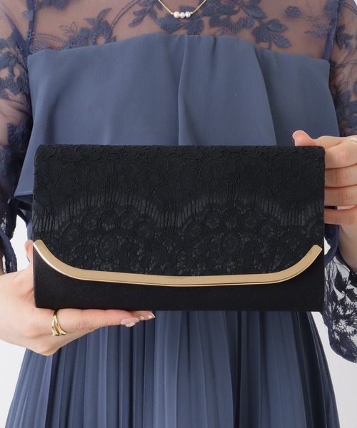Lace Ladies(レースレディース)の「メタリック エッジ レース パーティー バッグ(クラッチバッグ・レディース・アイボリー/ブラック/グレー・FREE)」の5枚目の写真