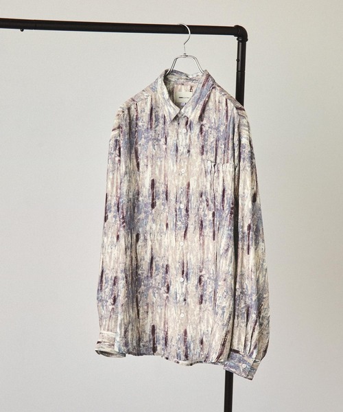 EMMA CLOTHES(エマクローズ)の「アブストラクトオーバーサイズL/Sシャツ(シャツ/ブラウス・メンズ・チャコール/ベージュ/ライトグレー/ナチュラル/ブラック・L/M)」の8枚目の写真