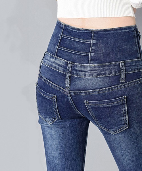 Miniministore(ミニミニストア)の「ハイウエスト デニムスキニーパンツ 韓国(デニムパンツ・レディース・インディゴブルー/ブラック・26/27/28/29)」の13枚目の写真