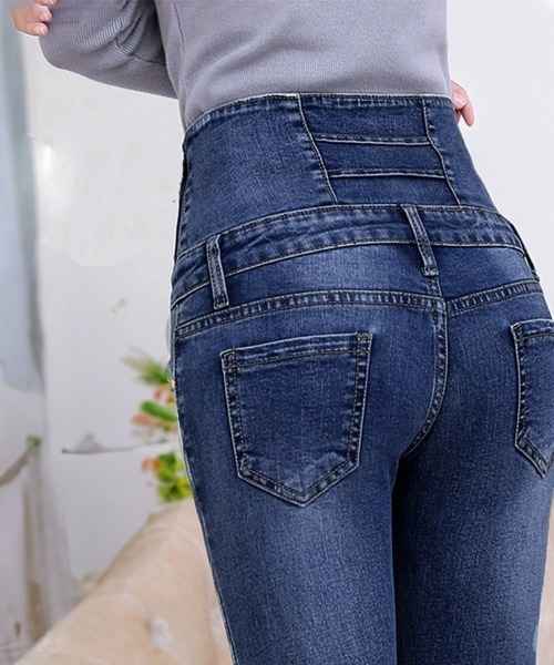 Miniministore(ミニミニストア)の「ハイウエスト デニムスキニーパンツ 韓国(デニムパンツ・レディース・インディゴブルー/ブラック・26/27/28/29)」の8枚目の写真
