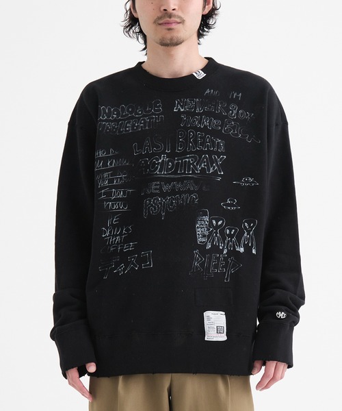 ★MIHARAYASUHIRO★フルオーバースウェットシャツ Maison MIHARA YASUHIRO - 【24AW】ブリーチ加工 プルオーバー