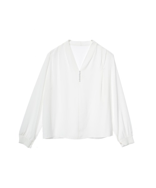 fifth（フィフス）の「パールデザインVネックブラウス（シャツ/ブラウス・レディース・ホワイト/ブラック・M）」の13枚目の写真