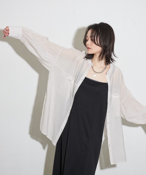 Shelly island(シェリーアイランド)の「オーバーシアーシャツ(シャツ/ブラウス・レディース・ライトブルー/ブラック/ホワイト・FREE)」の20枚目の写真