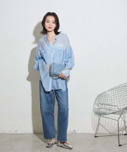 Shelly island(シェリーアイランド)の「オーバーシアーシャツ(シャツ/ブラウス・レディース・ライトブルー/ブラック/ホワイト・FREE)」の7枚目の写真