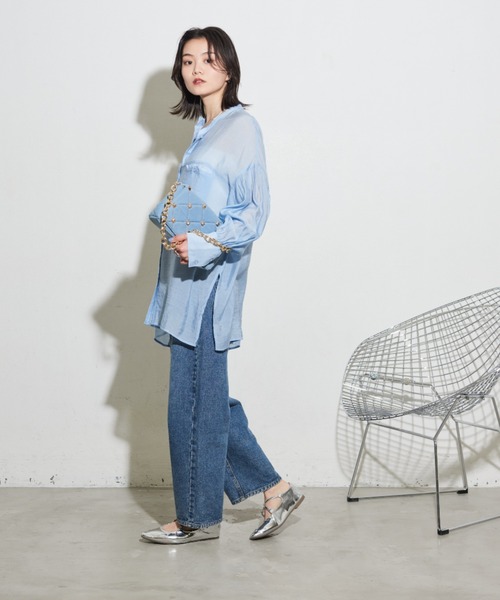 Shelly island(シェリーアイランド)の「オーバーシアーシャツ(シャツ/ブラウス・レディース・ライトブルー/ブラック/ホワイト・FREE)」の9枚目の写真