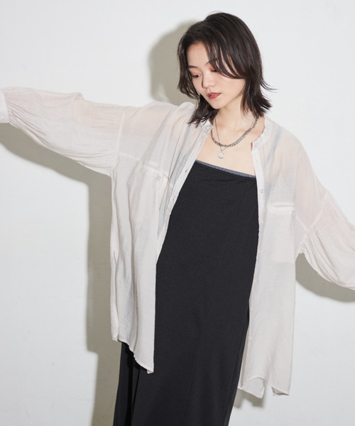 Shelly island(シェリーアイランド)の「オーバーシアーシャツ(シャツ/ブラウス・レディース・ライトブルー/ブラック/ホワイト・FREE)」の18枚目の写真