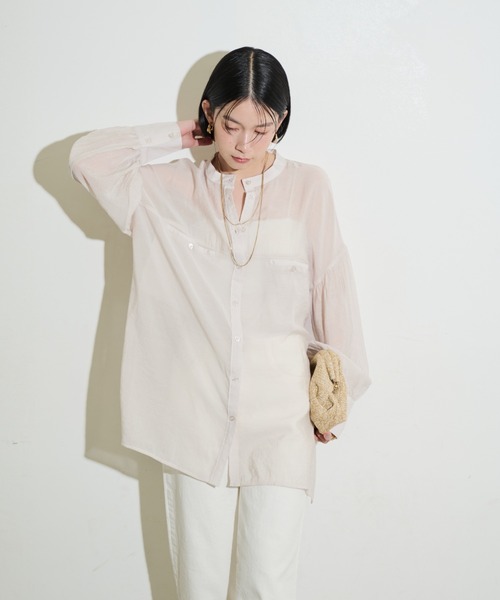 Shelly island(シェリーアイランド)の「オーバーシアーシャツ(シャツ/ブラウス・レディース・ライトブルー/ブラック/ホワイト・FREE)」の11枚目の写真