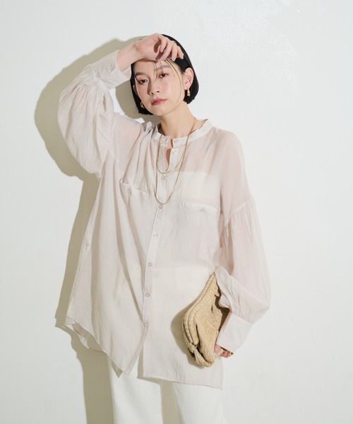 Shelly island(シェリーアイランド)の「オーバーシアーシャツ(シャツ/ブラウス・レディース・ライトブルー/ブラック/ホワイト・FREE)」の12枚目の写真