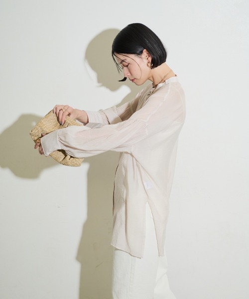 Shelly island(シェリーアイランド)の「オーバーシアーシャツ(シャツ/ブラウス・レディース・ライトブルー/ブラック/ホワイト・FREE)」の14枚目の写真