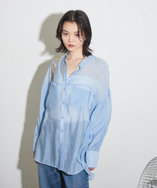 Shelly island(シェリーアイランド)の「オーバーシアーシャツ(シャツ/ブラウス・レディース・ライトブルー/ブラック/ホワイト・FREE)」の5枚目の写真