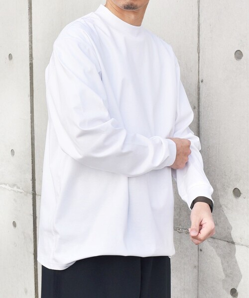 SHIPS any: スムースコットン モックネック Tシャツ (ロンT