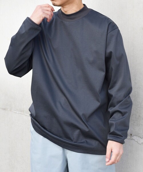 SHIPS any: スムースコットン モックネック Tシャツ (ロンT)◇（T