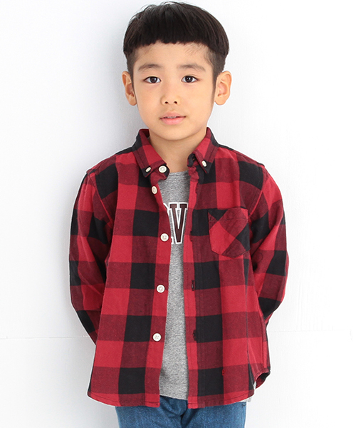 B:MING by BEAMS(ビーミングバイビームス)の「ビーミング by ビームス / ブロックチェックシャツ(シャツ/ブラウス・キッズ・レッド/ネイビー・140/110/100/90/130/120)」の2枚目の写真