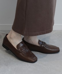 【shoes365】スクエアトゥ ローヒール ローファー