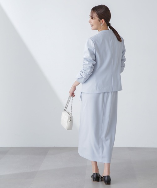 NANO universe（ナノユニバース）の「多機能素材ノーラペルジャケット(セットアップ可)（ノーカラージャケット・レディース・ネイビー/ライトブルー/アイボリー・FREE）」の18枚目の写真