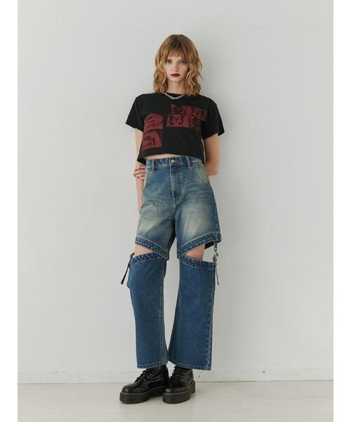 jouetie(ジュエティ)の「ネガフォトクロップドTシャツ(Tシャツ/カットソー・レディース・ブラック/オフホワイト/ブルー・MEDIUM)」の8枚目の写真