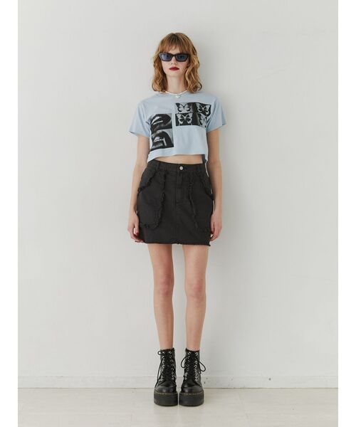 jouetie(ジュエティ)の「ネガフォトクロップドTシャツ(Tシャツ/カットソー・レディース・ブラック/オフホワイト/ブルー・MEDIUM)」の14枚目の写真