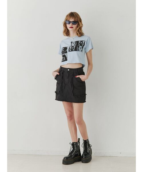 jouetie(ジュエティ)の「ネガフォトクロップドTシャツ(Tシャツ/カットソー・レディース・ブラック/オフホワイト/ブルー・MEDIUM)」の15枚目の写真