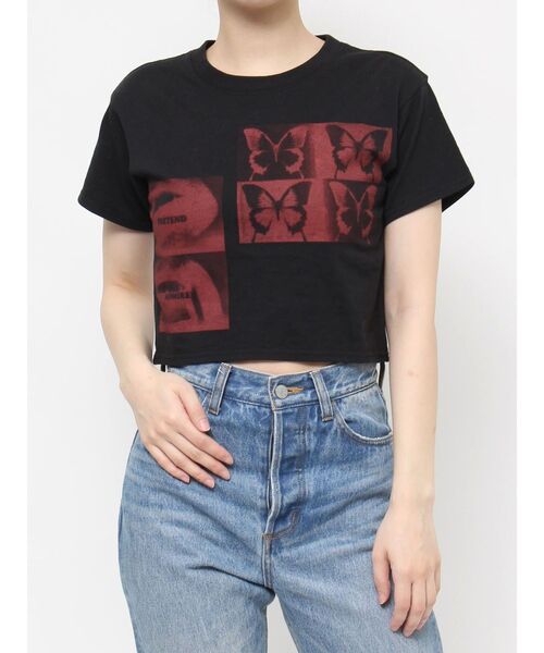 jouetie(ジュエティ)の「ネガフォトクロップドTシャツ(Tシャツ/カットソー・レディース・ブラック/オフホワイト/ブルー・MEDIUM)」の4枚目の写真