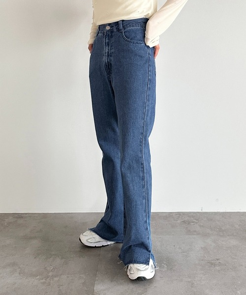 apres jour mignon(アプレジュールミニョン)の「デニムフレアパンツ【ZOZOTOWN限定アイテム】(デニムパンツ・レディース・インディゴブルー/サックスブルー/ブラック系その他・SMALL/LARGE/MEDIUM/X-LARGE)」の21枚目の写真