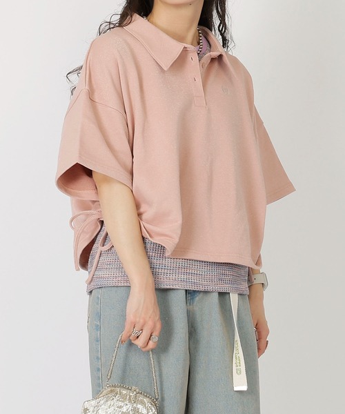 DOUBLE NAME(ダブルネーム)の「ドロストラメ5分袖プルオーバー(Tシャツ/カットソー・レディース・スミクロ/ピンク/ブルー・FREE)」の11枚目の写真