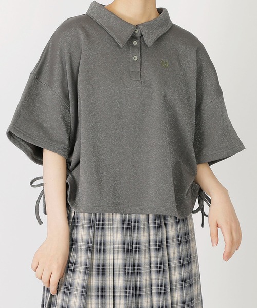 DOUBLE NAME(ダブルネーム)の「ドロストラメ5分袖プルオーバー(Tシャツ/カットソー・レディース・スミクロ/ピンク/ブルー・FREE)」の5枚目の写真