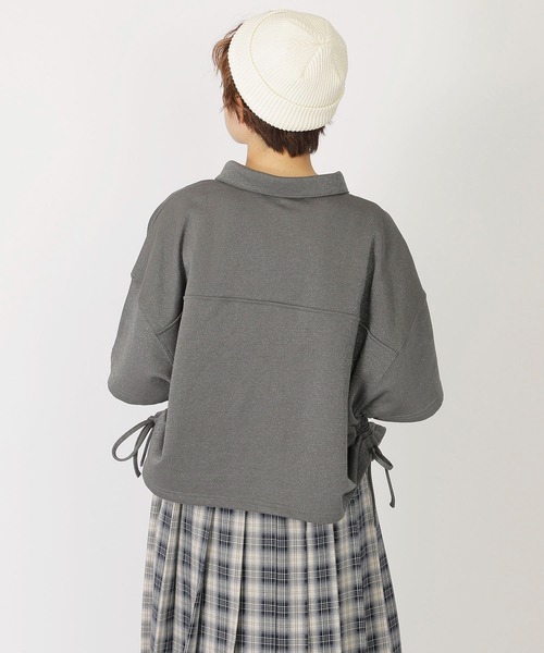 DOUBLE NAME(ダブルネーム)の「ドロストラメ5分袖プルオーバー(Tシャツ/カットソー・レディース・スミクロ/ピンク/ブルー・FREE)」の7枚目の写真