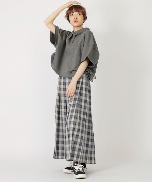 DOUBLE NAME(ダブルネーム)の「ドロストラメ5分袖プルオーバー(Tシャツ/カットソー・レディース・スミクロ/ピンク/ブルー・FREE)」の8枚目の写真