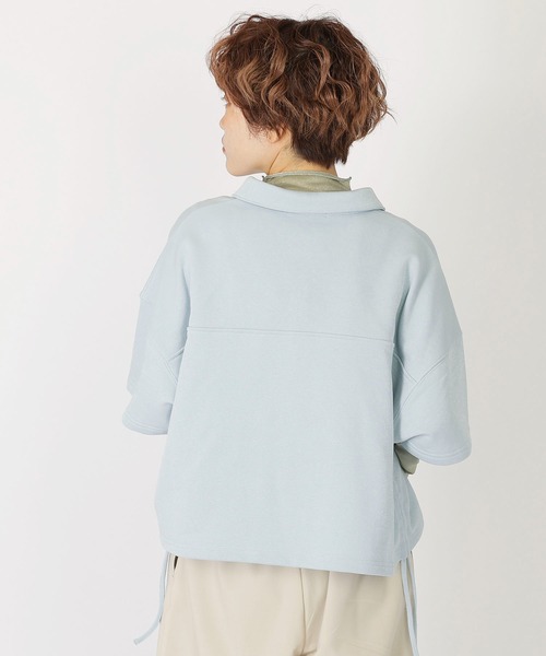 DOUBLE NAME(ダブルネーム)の「ドロストラメ5分袖プルオーバー(Tシャツ/カットソー・レディース・スミクロ/ピンク/ブルー・FREE)」の15枚目の写真