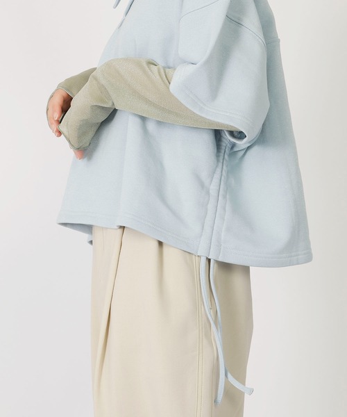 DOUBLE NAME(ダブルネーム)の「ドロストラメ5分袖プルオーバー(Tシャツ/カットソー・レディース・スミクロ/ピンク/ブルー・FREE)」の9枚目の写真
