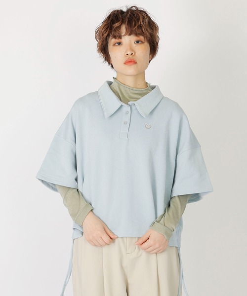 DOUBLE NAME(ダブルネーム)の「ドロストラメ5分袖プルオーバー(Tシャツ/カットソー・レディース・スミクロ/ピンク/ブルー・FREE)」の14枚目の写真