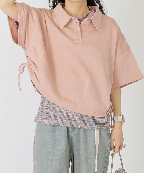 DOUBLE NAME(ダブルネーム)の「ドロストラメ5分袖プルオーバー(Tシャツ/カットソー・レディース・スミクロ/ピンク/ブルー・FREE)」の18枚目の写真