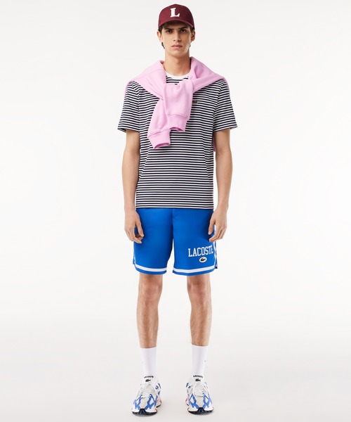 LACOSTE(ラコステ)の「ヘビーウェイト オーセンティックマリンボーダーリンガーネック 半袖Tシャツ(Tシャツ/カットソー・メンズ・ホワイト×ネイビー/ライトブルー・2/3/4/5)」の12枚目の写真